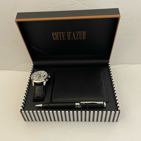 COTE D'AZUR 3 piece set with Watch, Pen & Wallet - Picture 1 of 5